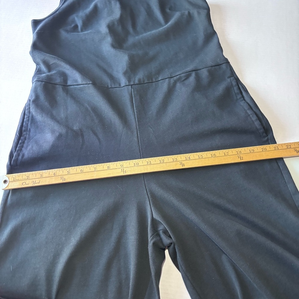 NIKE Wide Leg Jumpsuit Crop Black Jersey Mock Neck Pockets Back Zip Women’s M - Picture 9 of 15